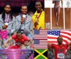 Podyum atletizm Erkekler 110 metre engelli, Koç Merritt, Jason Richardson (ABD) ve Hansle Parchment (Jamaica), Londra 2012